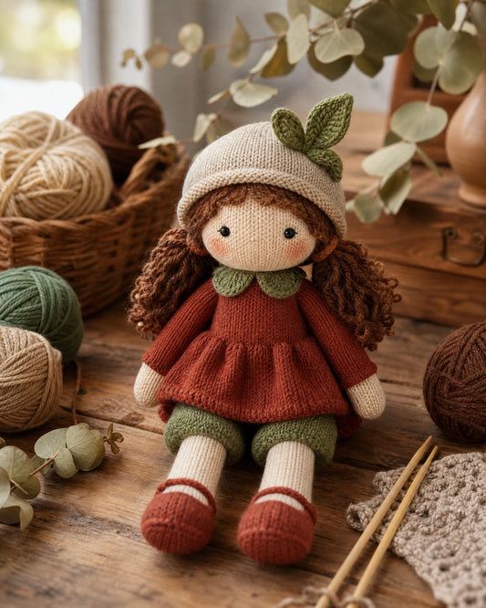 Dreamy Doll Amelia Knitting Pattern PDF – Cute Girl Doll Toy, Clothes & Accessories, Instant Digital Download