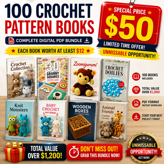 100 Crochet Pattern Books Bundle – Digital PDF Download | Instant Access