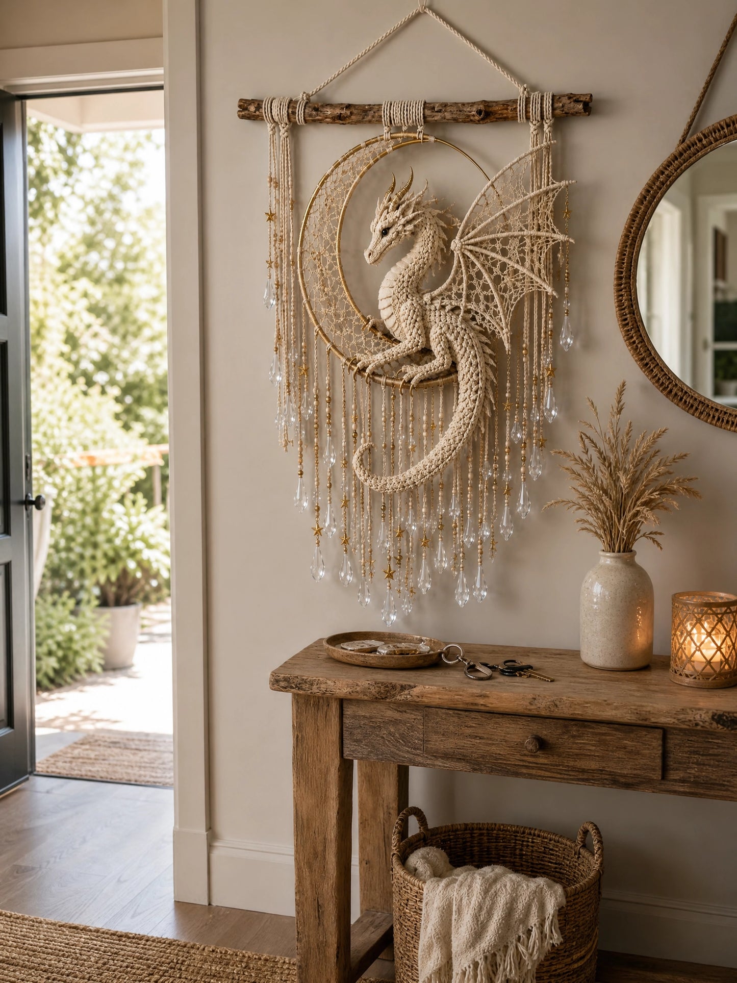 Dragon Dreamcatcher Crochet Pattern PDF | Fantasy Wall Art | Boho Dragon Decor | Instant Download