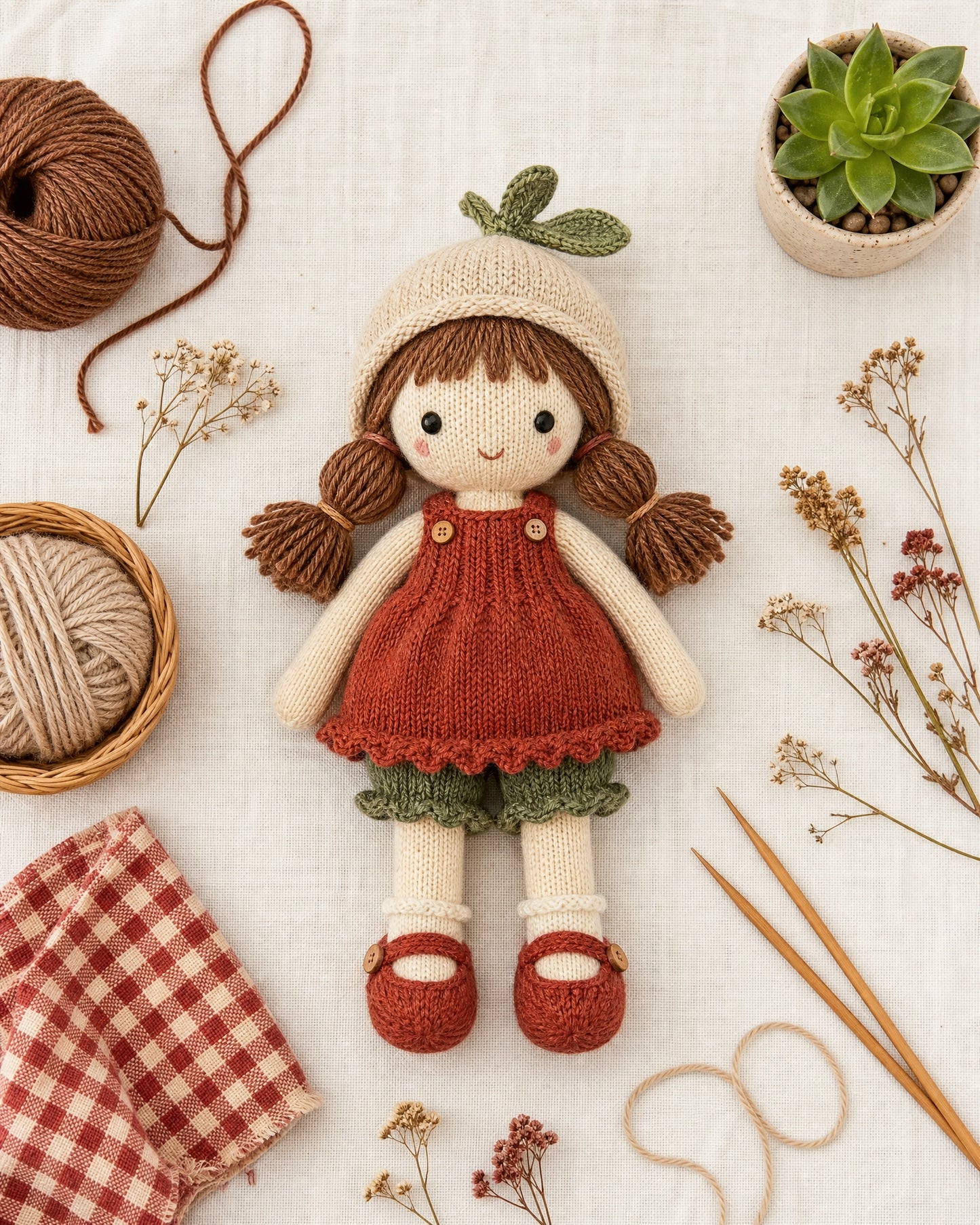 Dreamy Doll Amelia Knitting Pattern PDF – Cute Girl Doll Toy, Clothes & Accessories, Instant Digital Download