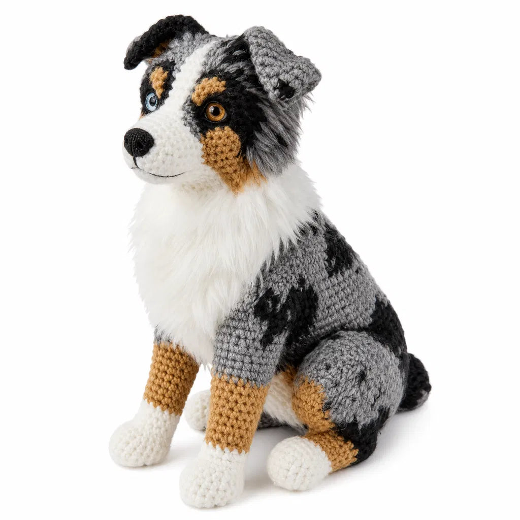 Australian Shepherd Crochet Pattern PDF – Realistic Amigurumi Dog Plush Toy, DIY Puppy, Instant Digital Download