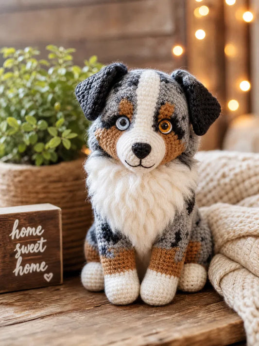 Australian Shepherd Crochet Pattern PDF – Realistic Amigurumi Dog Plush Toy, DIY Puppy, Instant Digital Download