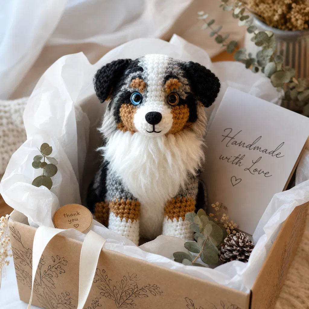Australian Shepherd Crochet Pattern PDF – Realistic Amigurumi Dog Plush Toy, DIY Puppy, Instant Digital Download