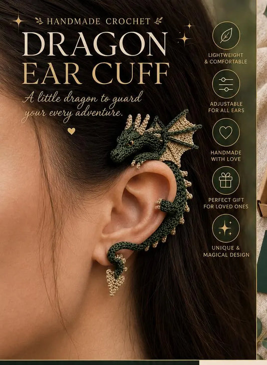 Crochet Dragon Ear Cuff Pattern PDF | Fantasy Dragon Ear Wrap Crochet Pattern | Amigurumi Dragon Jewelry | Instant Digital Download