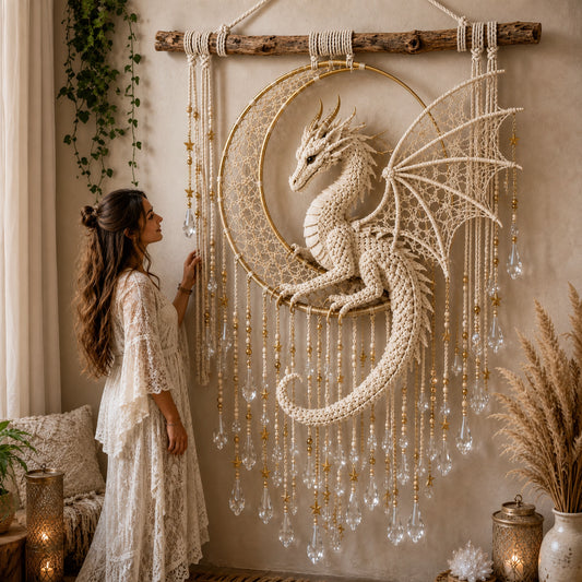 Dragon Dreamcatcher Crochet Pattern PDF | Fantasy Wall Art | Boho Dragon Decor | Instant Download