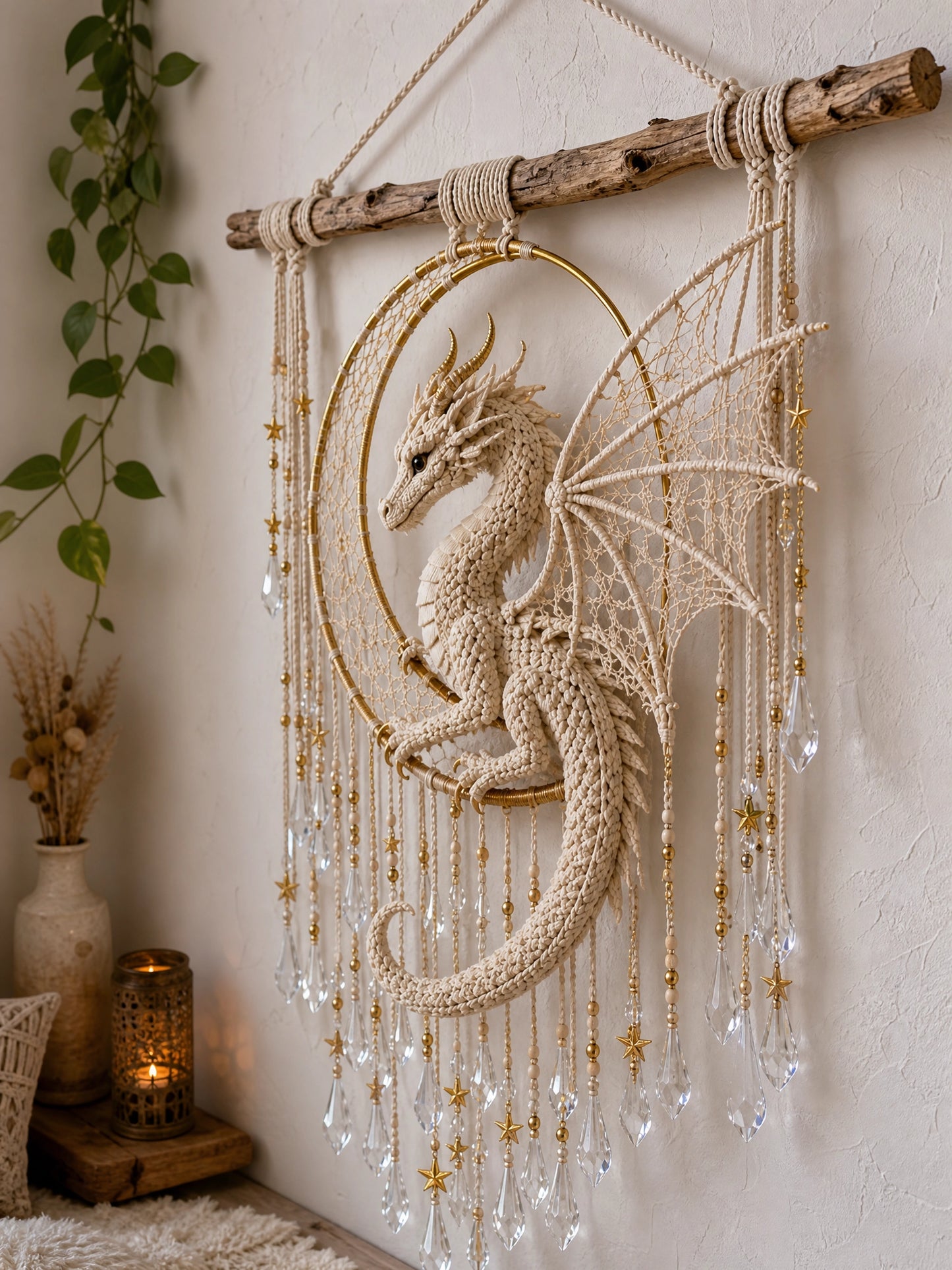 Dragon Dreamcatcher Crochet Pattern PDF | Fantasy Wall Art | Boho Dragon Decor | Instant Download