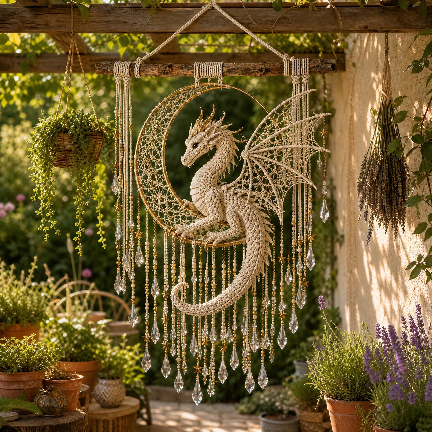 Dragon Dreamcatcher Crochet Pattern PDF | Fantasy Wall Art | Boho Dragon Decor | Instant Download