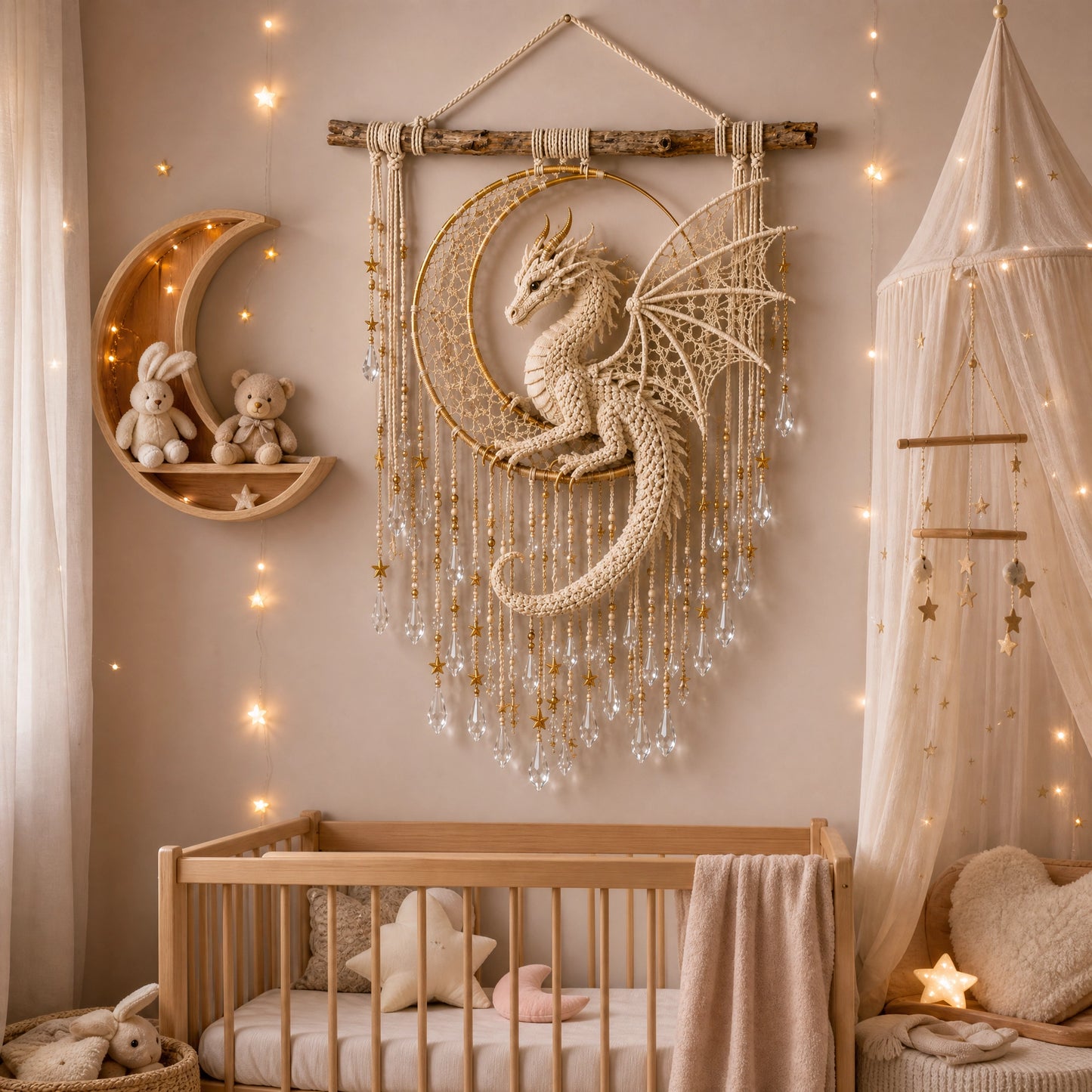 Dragon Dreamcatcher Crochet Pattern PDF | Fantasy Wall Art | Boho Dragon Decor | Instant Download