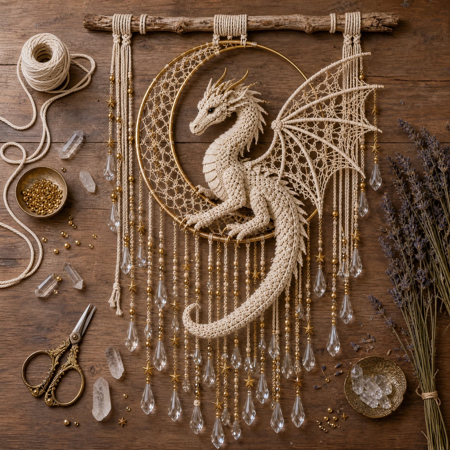 Dragon Dreamcatcher Crochet Pattern PDF | Fantasy Wall Art | Boho Dragon Decor | Instant Download