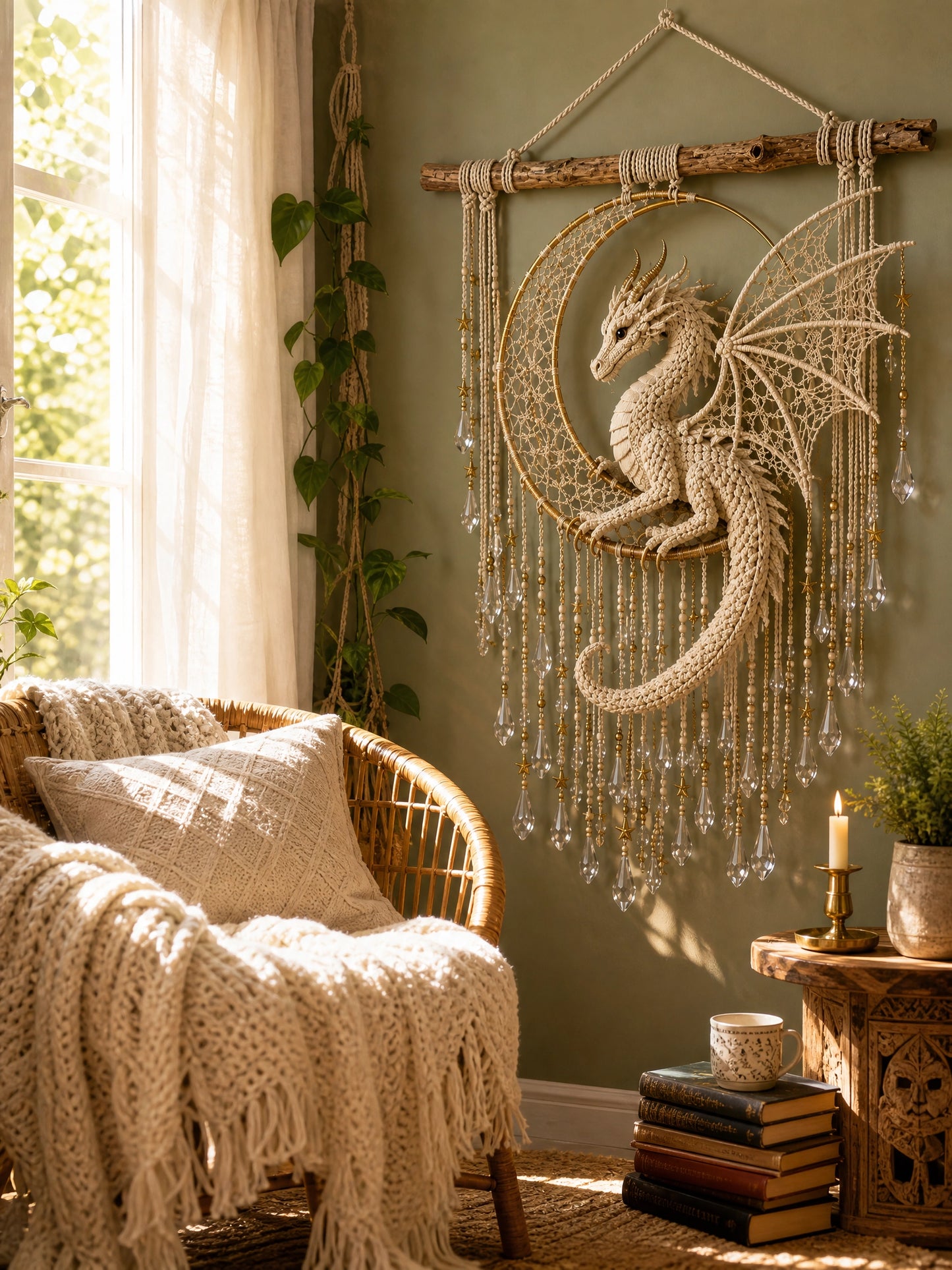 Dragon Dreamcatcher Crochet Pattern PDF | Fantasy Wall Art | Boho Dragon Decor | Instant Download