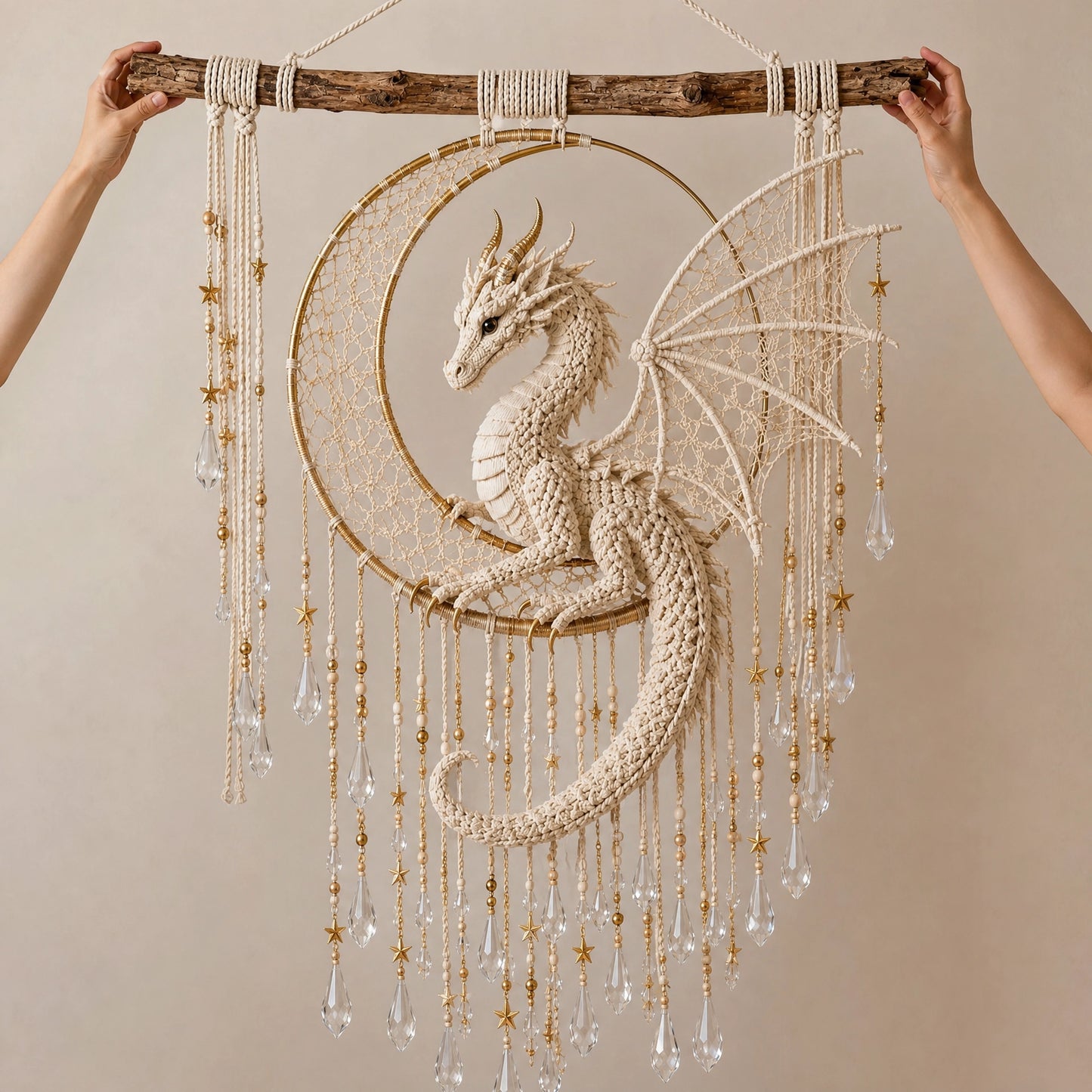 Dragon Dreamcatcher Crochet Pattern PDF | Fantasy Wall Art | Boho Dragon Decor | Instant Download