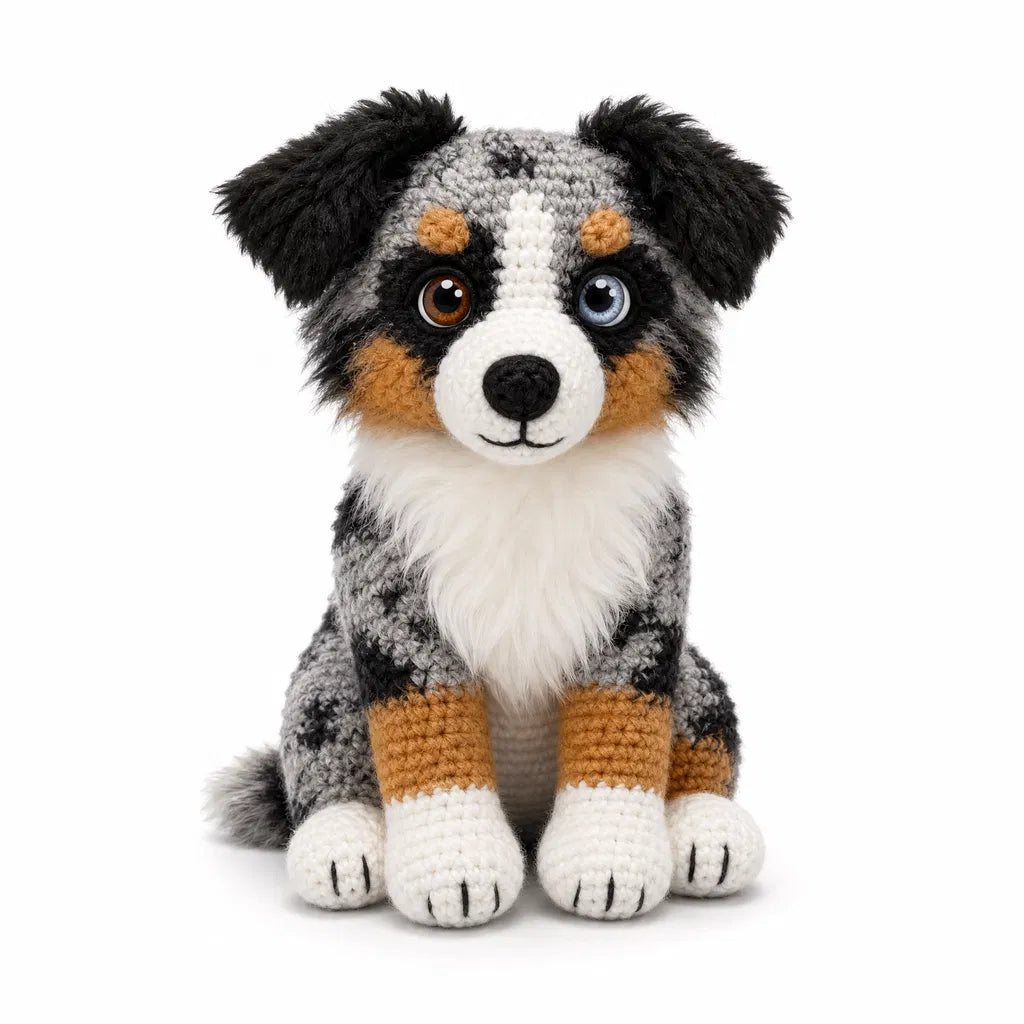 Australian Shepherd Crochet Pattern PDF – Realistic Amigurumi Dog Plush Toy, DIY Puppy, Instant Digital Download